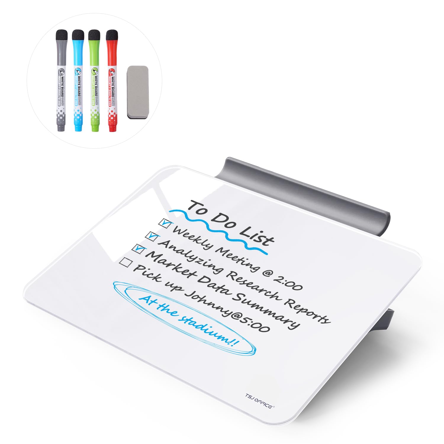8x6 Inch Small Glass Dry-Erase Whiteboard with Stand - Portable Desktop Whiteboard for Office, Classroom & Home - Perfect for Teachers, Students & Artists - Memo Board, Idea Sketching & Daily Planning
