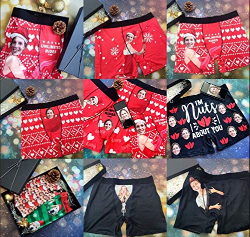 Custom Photo Boxer Briefs for Men - Personalized Underwear with Face Print, 'I Love My Girlfriend' Gift Boxers | Perfect Anniversary, Valentine's Day & Couple Gifts