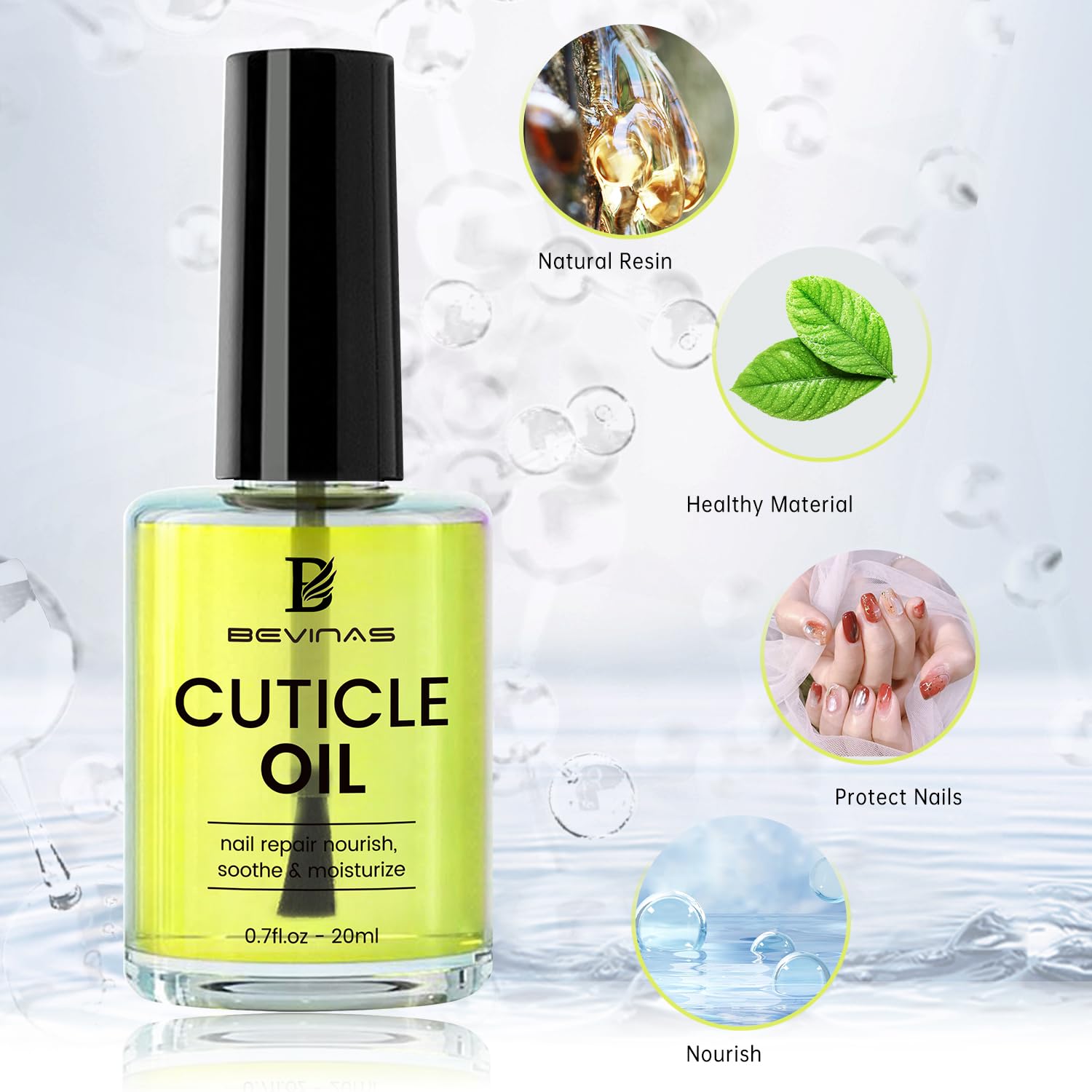 Organic Cuticle Oil for Nails - Nail & Cuticle Treatment to Repair Damaged Nails, Moisturize & Strengthen - 0.7oz | Perfect for Dry, Brittle Nails & At-Home Manicures