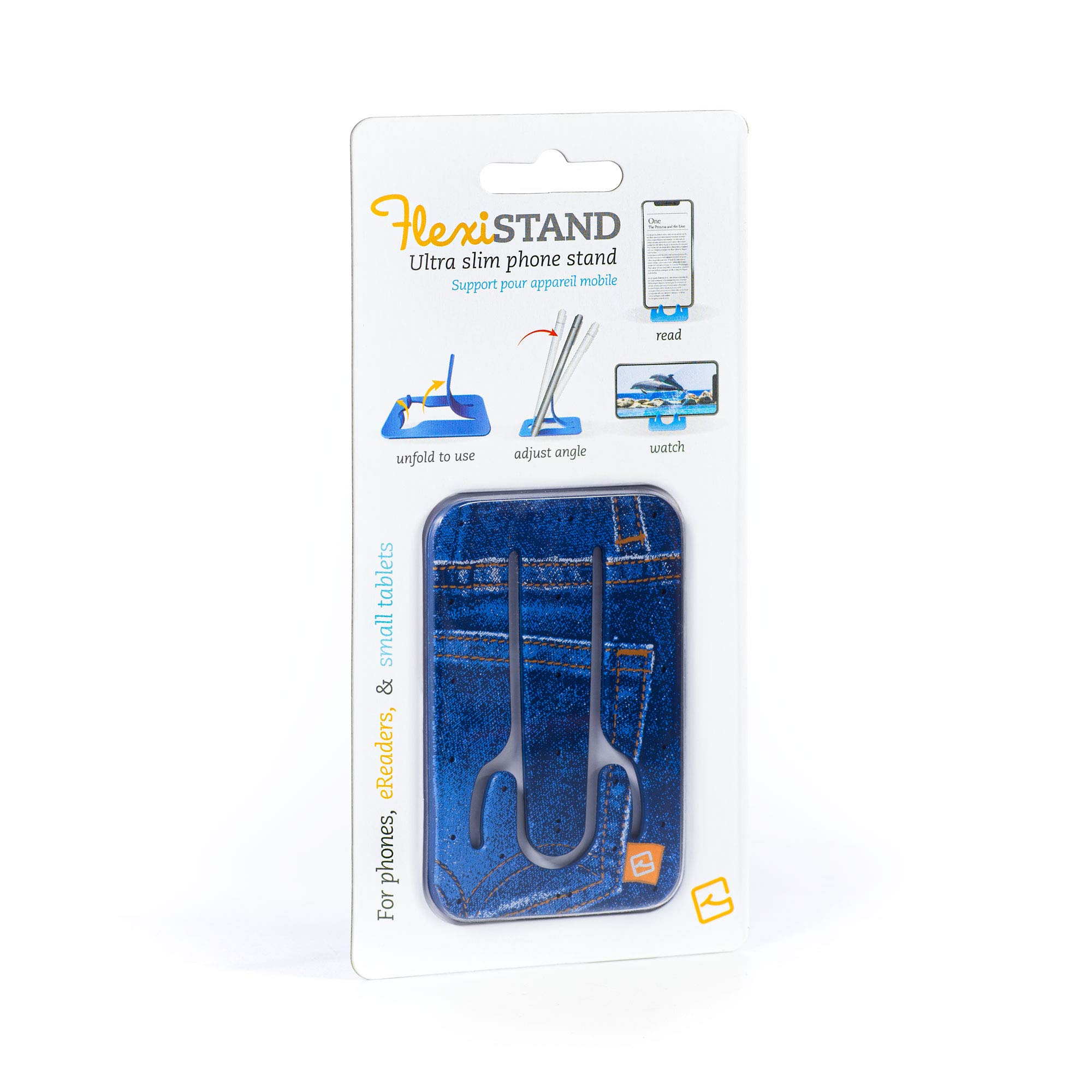 Flexible Adjustable Phone Stand Holder for iPhone Samsung Android - Portable Mobile Desk Office Stand with 360° Rotation, Travel-Friendly Dock (Blue Jeans) - Perfect for Work, Study, Video Calls & Hands-Free Viewing