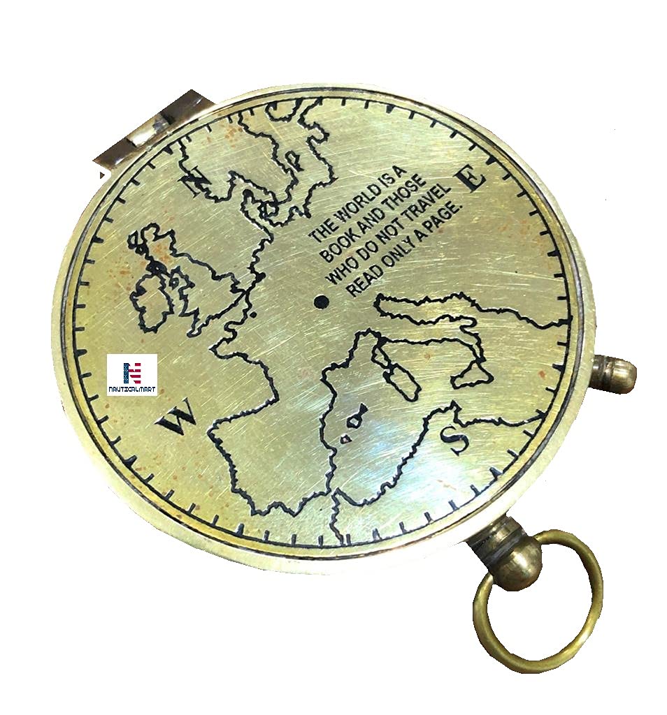 Nautical-Mart World Map Compass Gift Set - Inspirational Travel Gifts for Baptism, Confirmation, Missionary, Birthday, Wedding & Anniversary - Unique Corporate & Father's/Mother's Day Presents - Perfect for Adventurers, Graduates & Wanderlust Souls