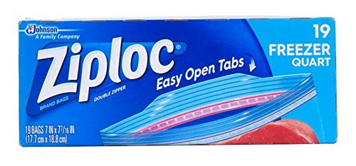 Ziploc Freezer Bags Quart Size - 19 Count | Reusable Storage Bags for Food, Meal Prep & Freezing | BPA Free Plastic Bags for Kitchen Organization & Leftovers