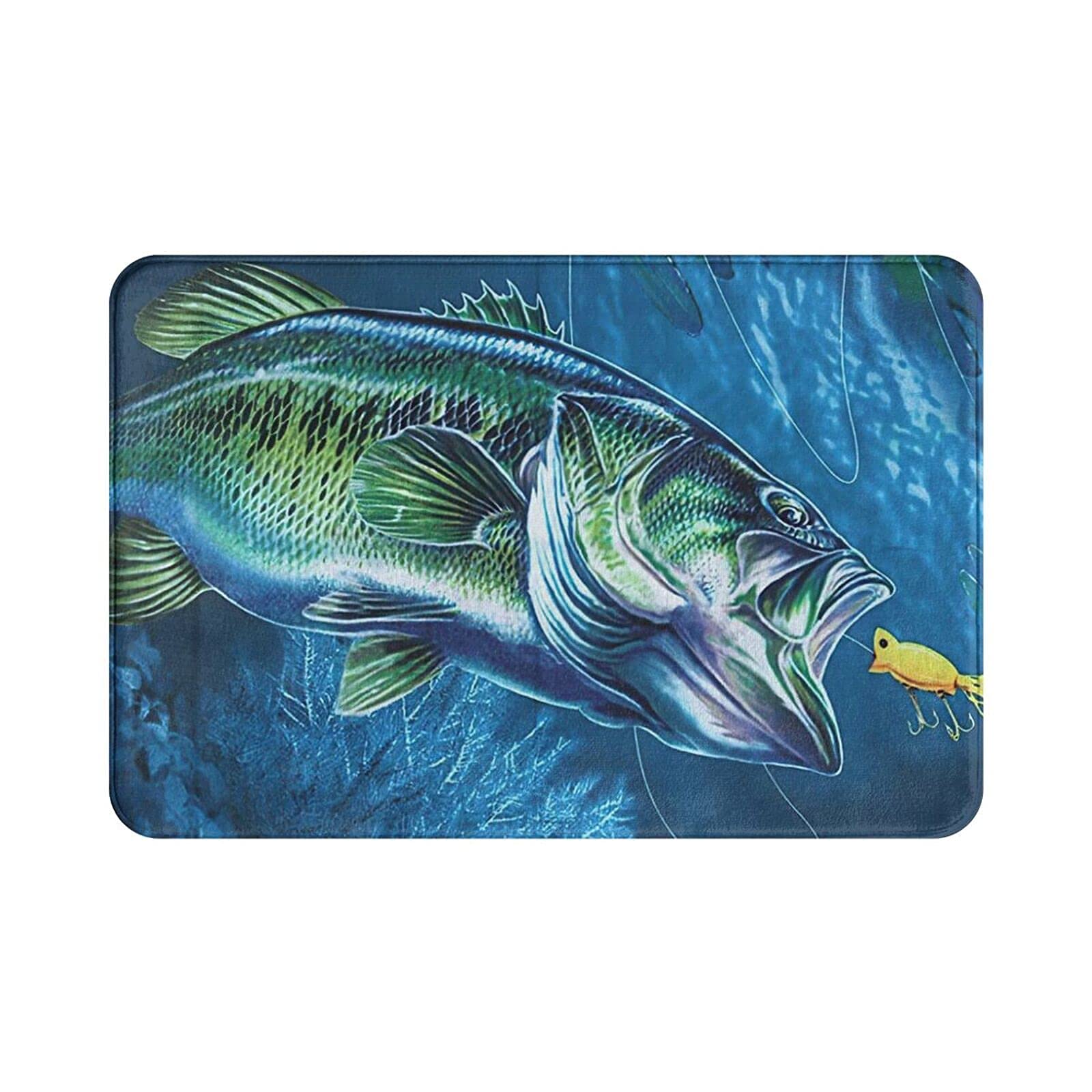 3D Fish Fishing Pattern Bath Mat - Non-Slip Memory Foam Bathroom Rug 15.7