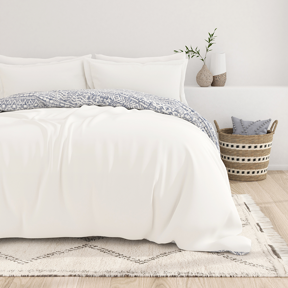 Modern Rustic Reversible 3-Piece Duvet Cover Set - King/Queen Size - Farmhouse & Boho Chic Bedding - Perfect for Cozy Bedrooms & Guest Rooms