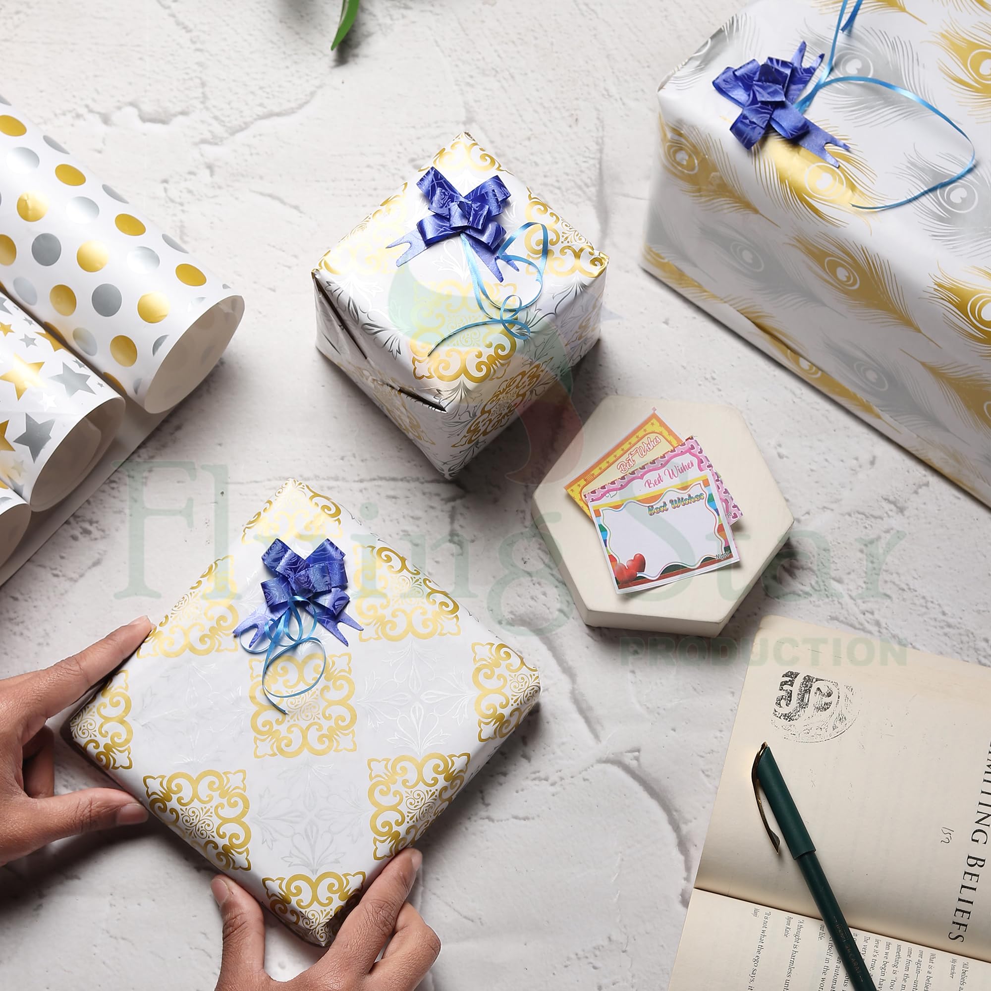 Premium OFIXO (MD6) Gift Wrapping Paper Roll - 6-Pack Mixed Designs for Birthday, Christmas & Party Presents - High-Quality Gift Wrap Sheets for All Occasions