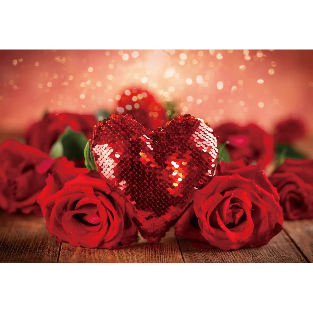 Yeele 10x8ft Romantic Red Heart Rose Flower Photography Backdrop - Valentine's Day Wedding Party Decor, Photo Booth Background Wall for Sweet Couple Shoot & Anniversary Celebration