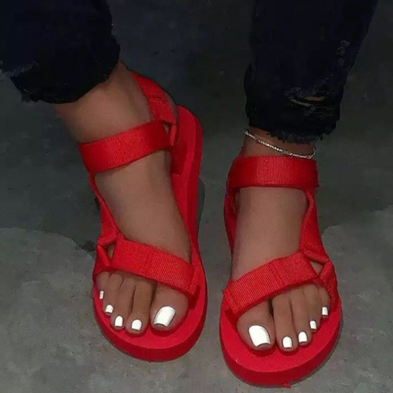 Konhill Women's Comfortable Velcro Flat Sandals - Lightweight Summer Casual Shoes for Walking, Beach, Travel & Everyday Wear