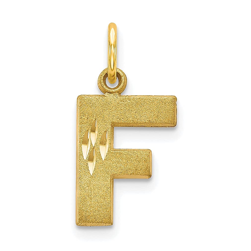 10K Yellow Gold Initial Monogram Letter F Charm Necklace for Women - Personalized Name Pendant Fine Jewelry - Perfect Birthday Gift, Anniversary Present & Everyday Elegant Accessory