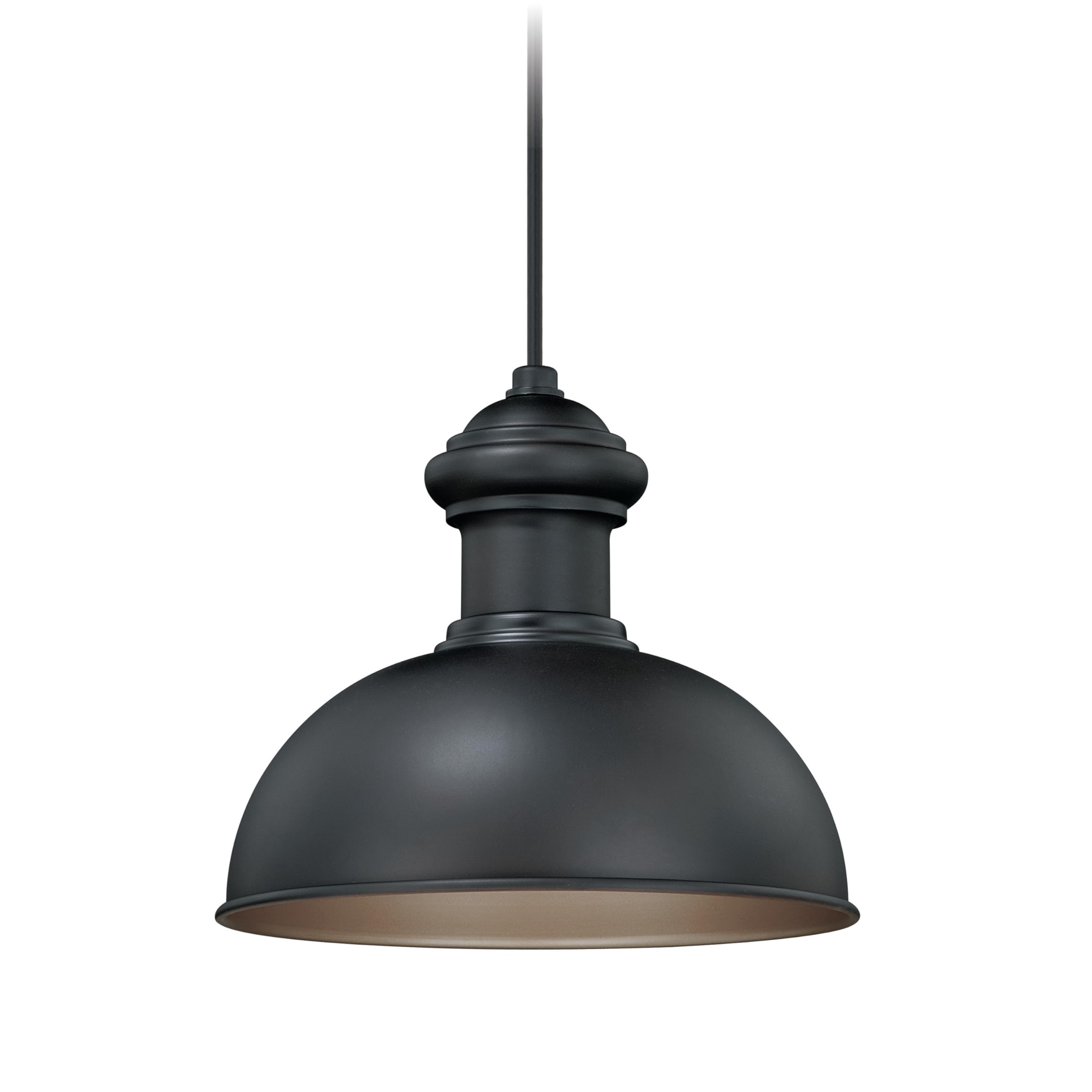 VAXCEL Franklin 1-Light Bronze Farmhouse Outdoor Barn Dome Pendant Light Fixture - Perfect for Porch, Patio, and Backyard Lighting