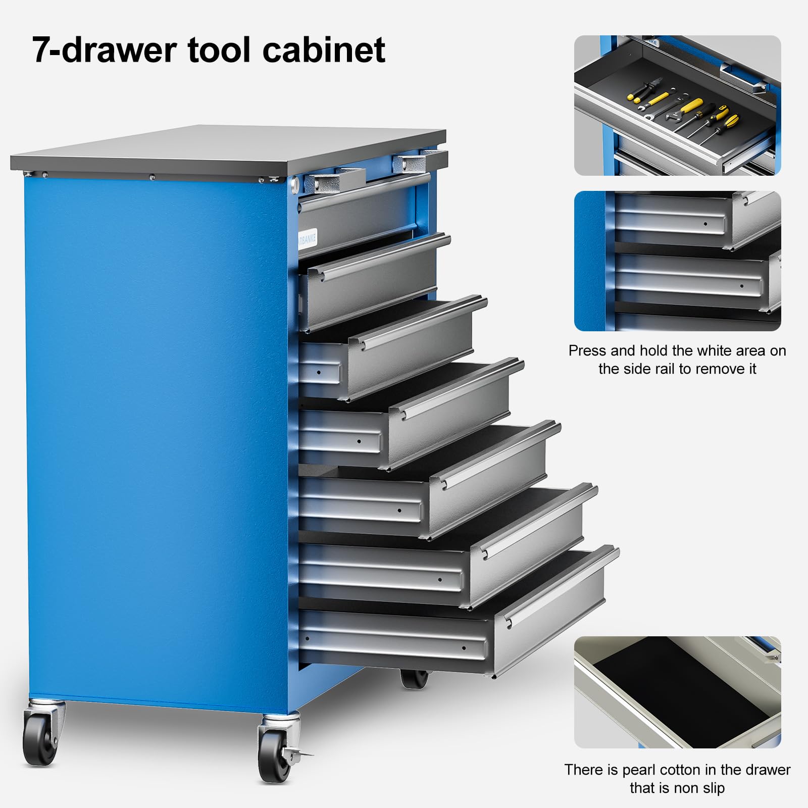 7-Drawer Rolling Tool Chest with Locking Wheels & Keyed Lock System - Heavy Duty Mobile Tool Storage Cabinet for Garage Workshop, Home DIY & Professional Mechanics - Expandable with 5-Drawer Tool Chest Set