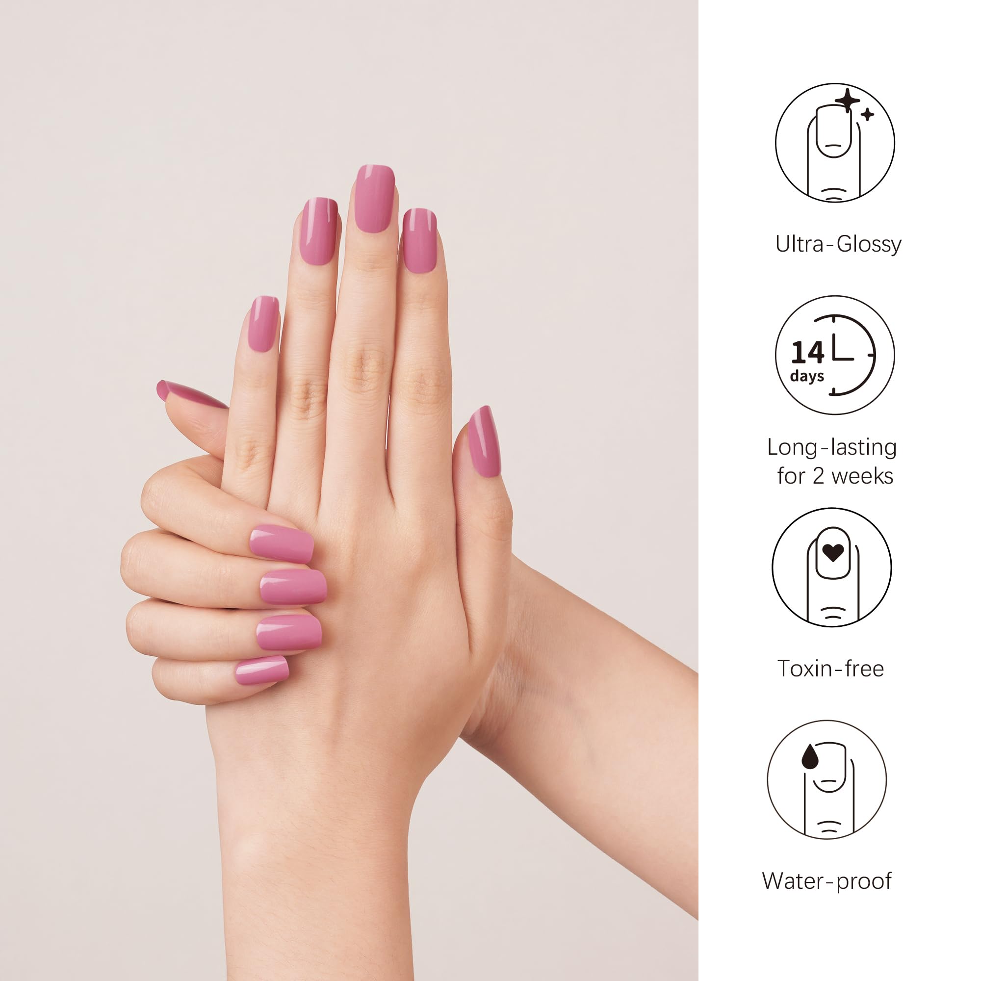 DANNI & TONI Semi Cured Gel Nail Strips - Pink Lemonade Fuchsia Glossy Nail Wraps (28 Stickers) | DIY Salon-Quality Manicure at Home for Parties, Weddings & Special Occasions