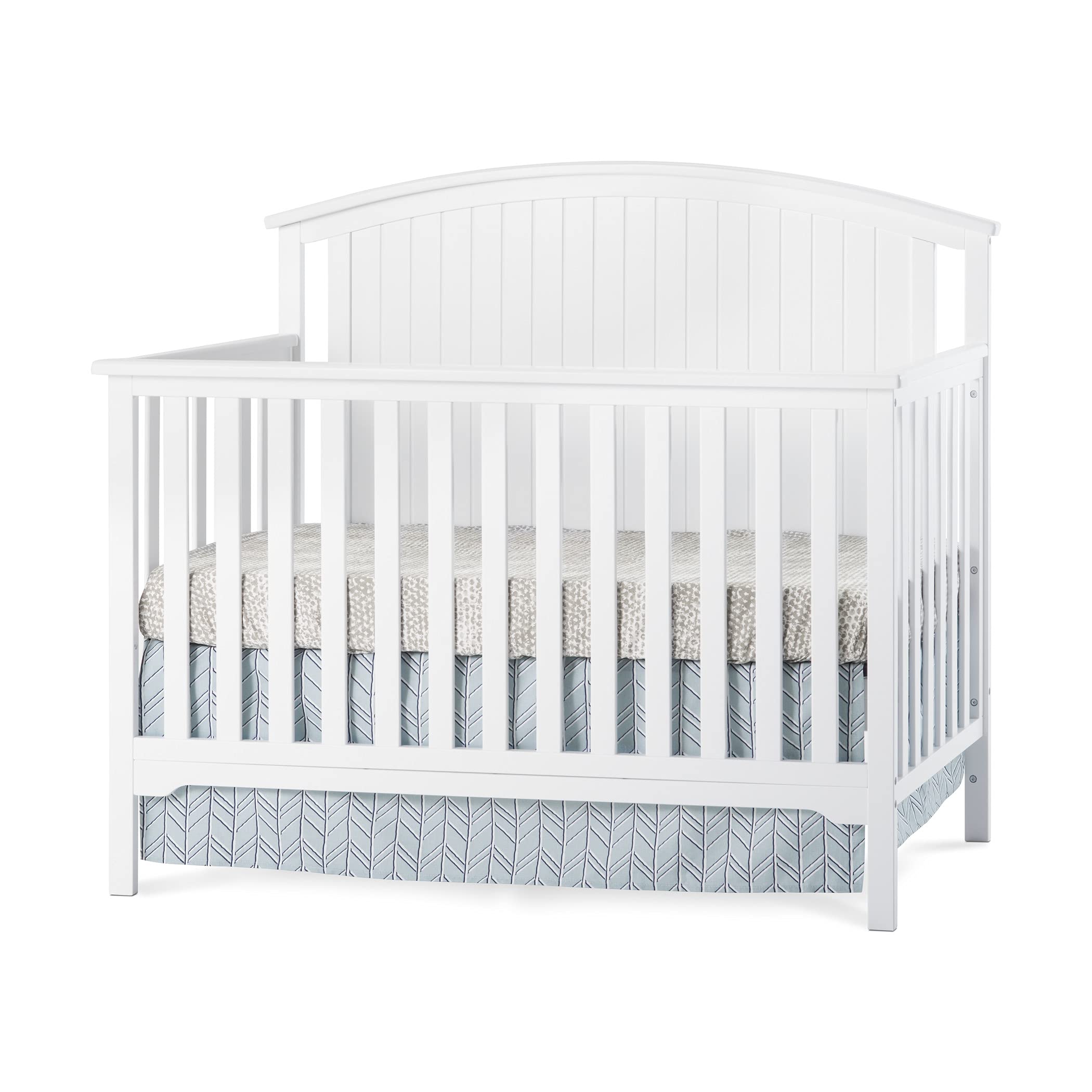 Child Craft Cottage Curve Top 4-in-1 Convertible Crib - Converts to Day Bed, Toddler Bed & Full Size Bed with 3 Adjustable Mattress Positions | Non-Toxic & Baby-Safe Matte White Finish | Perfect for Nursery, Bedroom Transition & Growing Families