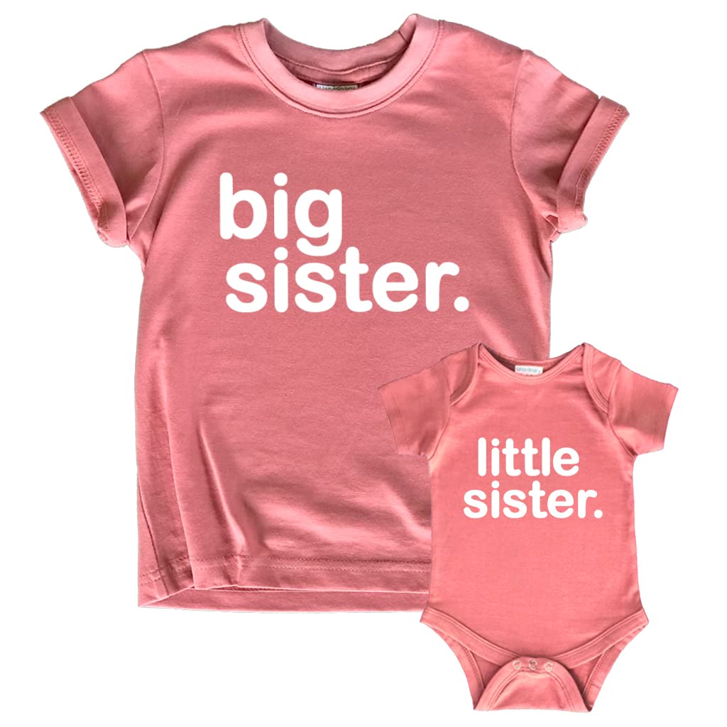 Big Sister Little Sister Matching Outfits Shirts Set - Cute Toddler Newborn Girls Clothes for Sibling Photos & Family Events