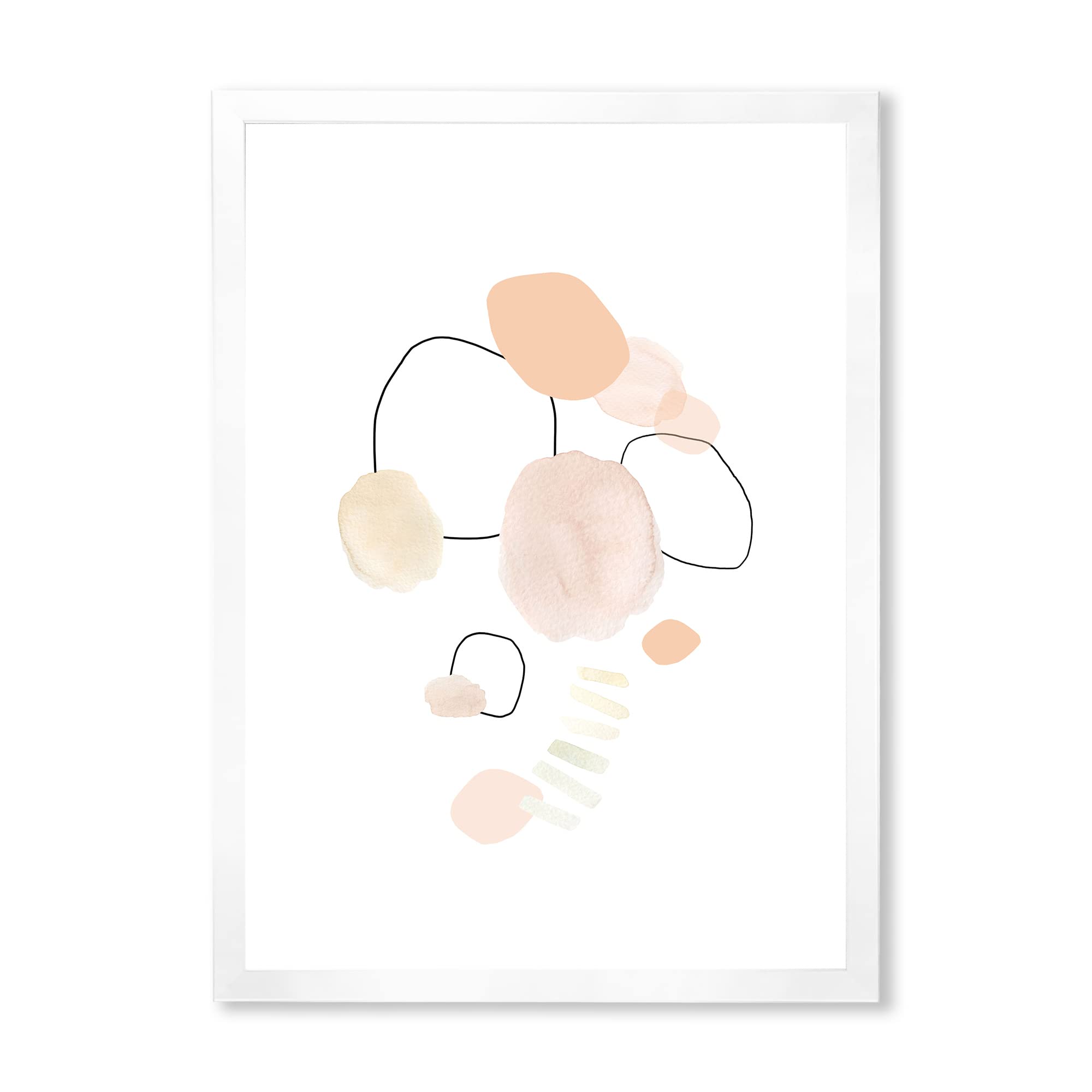 DesignQ Shabby Chic Watercolor Stains Framed Wall Art - Vintage Floral Painting for Living Room, Bedroom & Office Decor