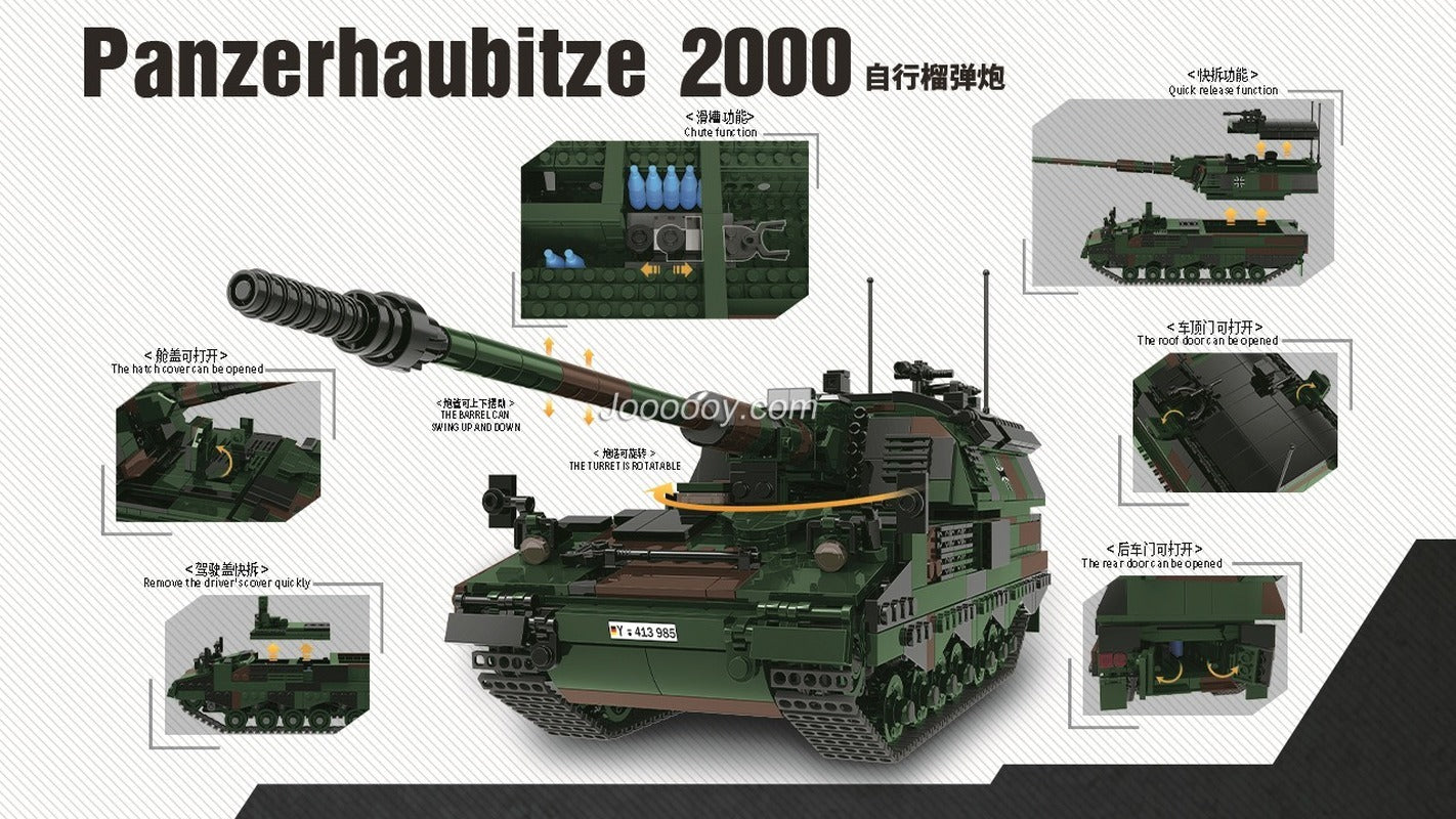 1315PCS XB06047 Panzerhaubitze 2000 Military Building Blocks Set - Tank Model Kit for Adults & Teens - Perfect for Collectors, Display & War Simulation Games