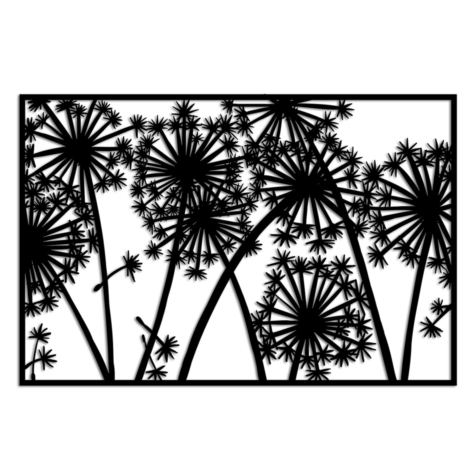 RnnJoile Metal Dandelion Wall Art - Rustic Abstract Flower Decor for Home, Office & Living Room - Black Dandelion Wall Sculpture - Garden Decorations 24x36 Inch - Perfect for Farmhouse, Boho & Modern Interior Design