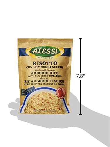 Alessi Arborio Rice with Sun Dried Tomatoes - Premium Italian Risotto Rice, 8 oz - Perfect for Creamy Risotto, Paella & Gourmet Cooking