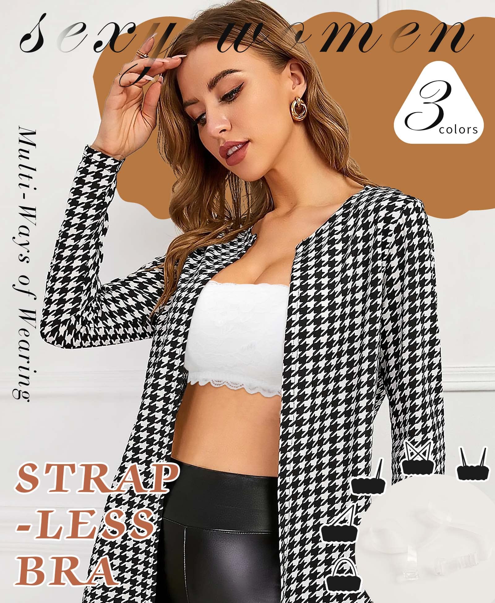 Wireless Lace Bandeau Bra for Women - Strapless Padded Bralette Push Up Tube Top - Perfect for Summer Dresses, Beachwear & Layering Under Sheer Tops