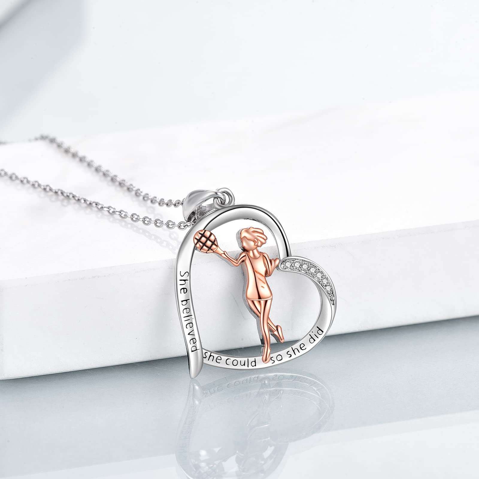 YFN Sterling Silver Tennis Racket & Ball Pendant Necklace - Elegant Tennis Jewelry Gift for Women Players - Perfect for Matches, Training & Tennis Enthusiast Appreciation