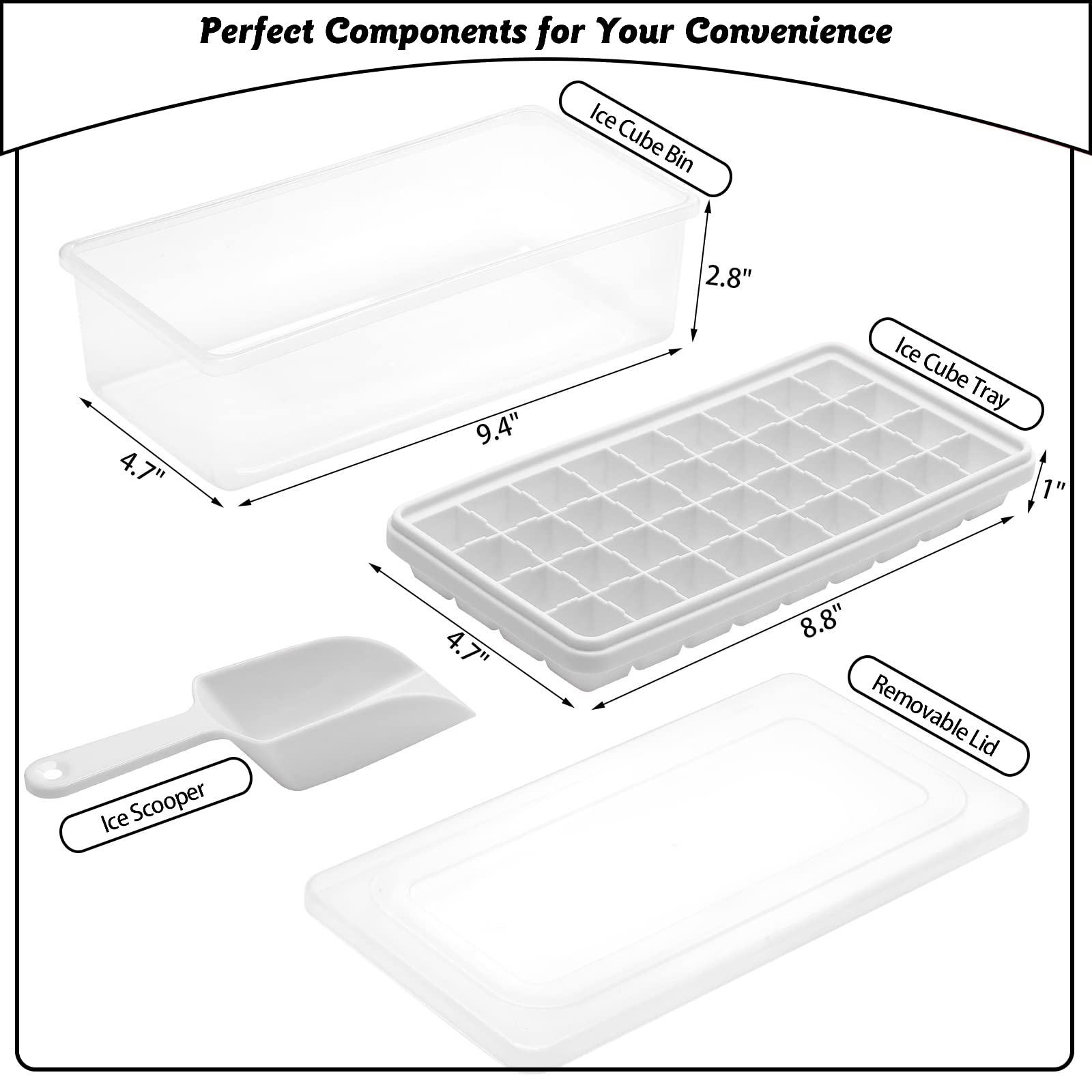 Premium Food-Grade Silicone Ice Cube Tray with Lid & Storage Bin - 36 Small Nugget Ice Molds for Freezer | Leak-Proof Cover & Container | Flexible Easy-Release Design | Perfect for Cocktails, Smoothies & Beverage Chilling