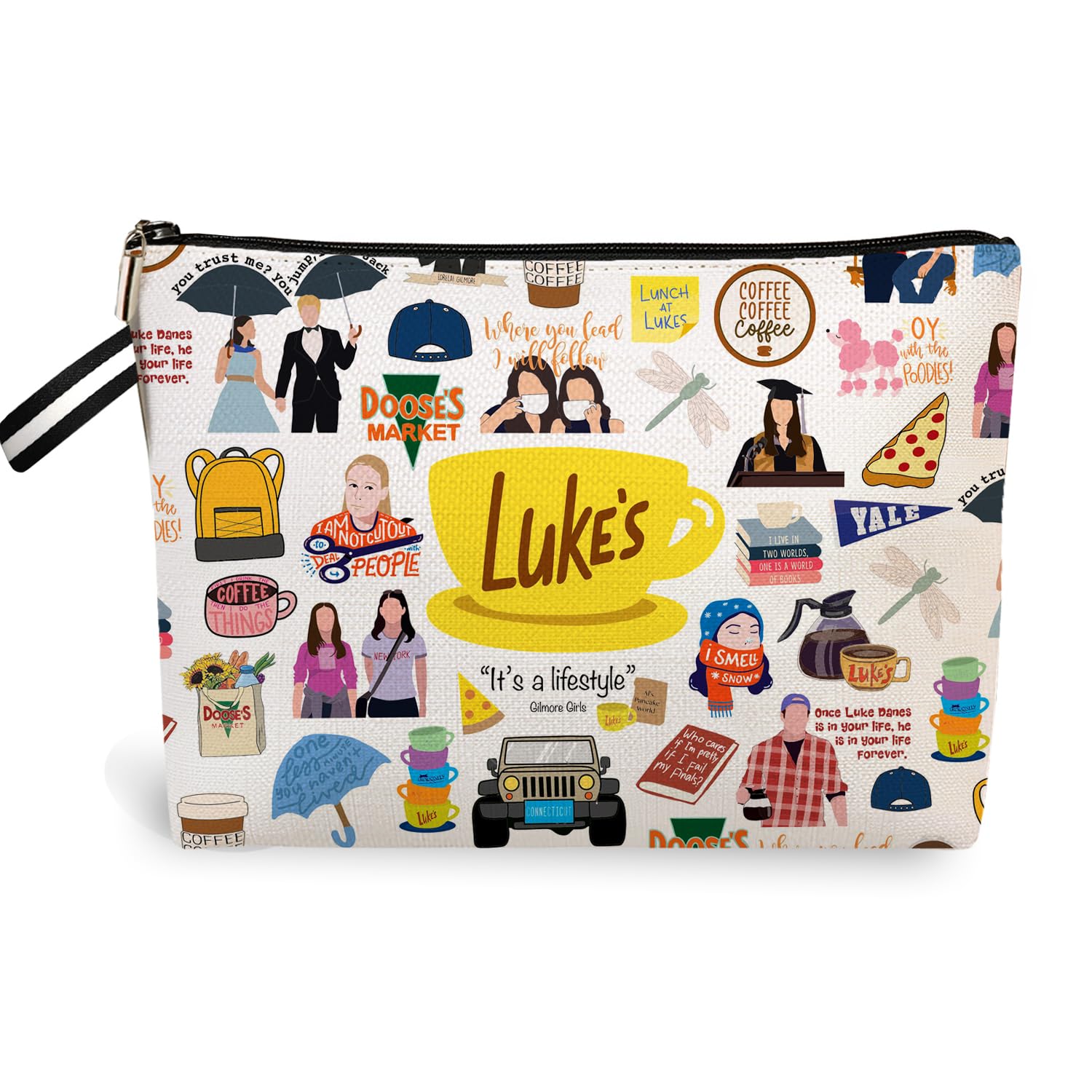 Gilmore Girls Inspired Makeup Bag - Luke's Diner Themed Cosmetic Pouch for Women | Perfect Gift for Fans, Best Friends & TV Show Lovers | Great for Travel, Daily Use & Cosmetics Storage