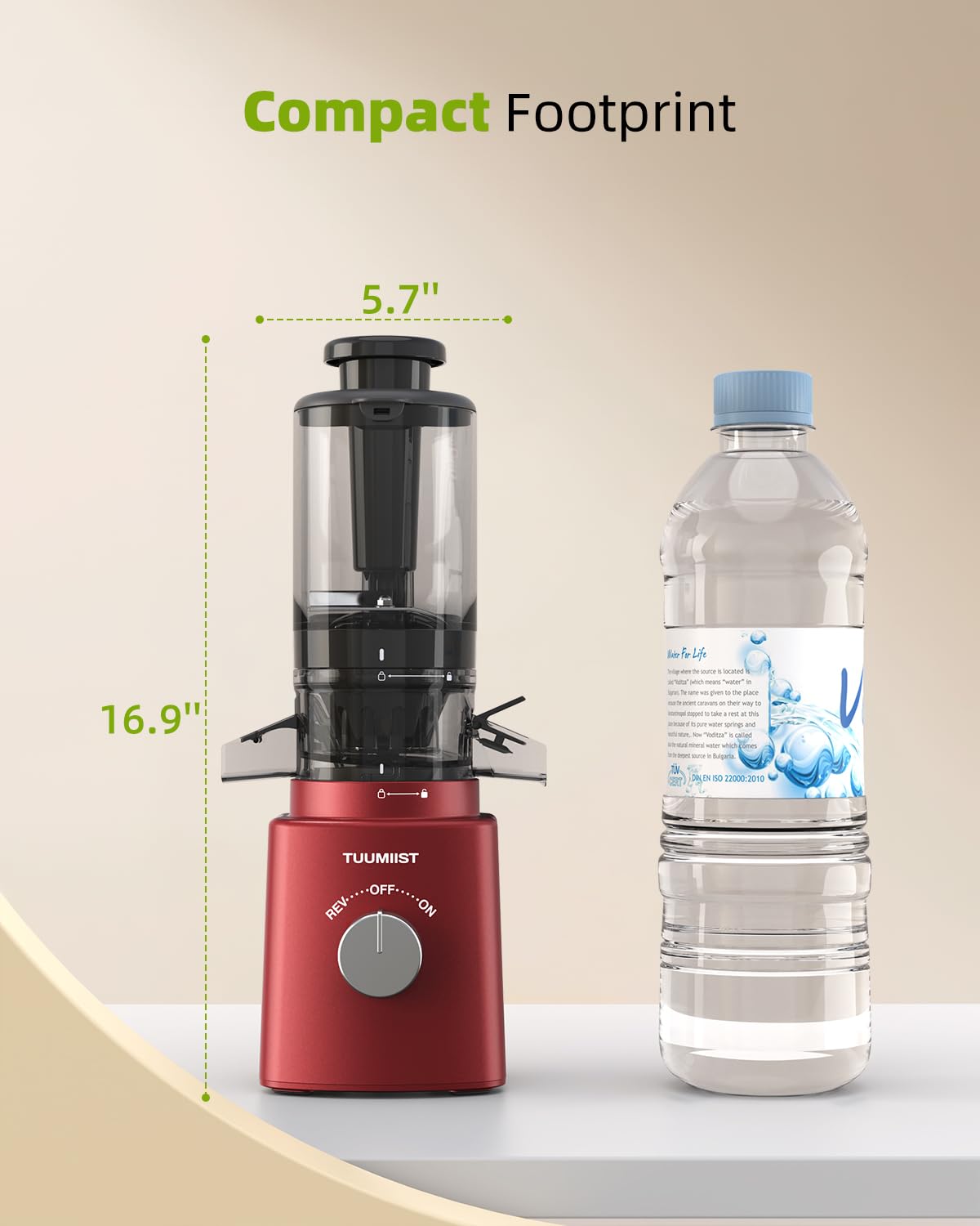 Premium Cold Press Slow Masticating Juicer with 8 BPA-Free Juice Bottles - Large 4.25