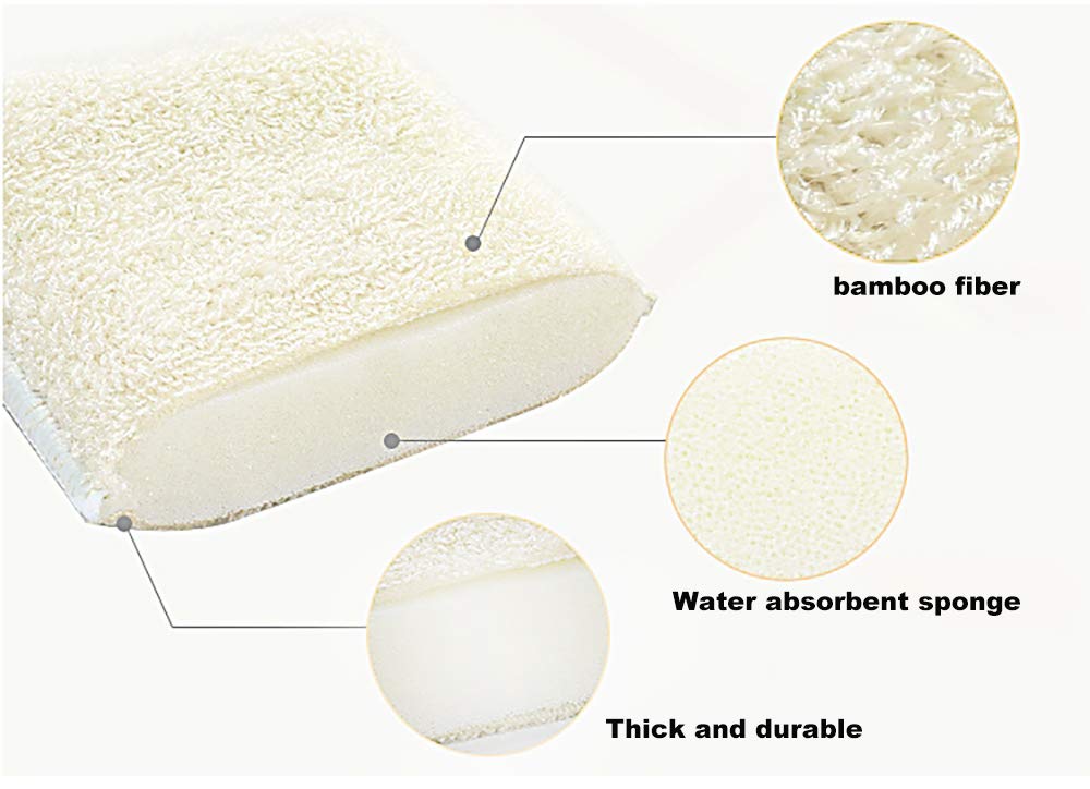 Eco-Friendly Natural Bamboo Sponges for Kitchen Cleaning - Super Absorbent, Reusable Dish Washing Sponges (6-Pack) - Perfect for Dishes, Countertops, and Non-Stick Cookware