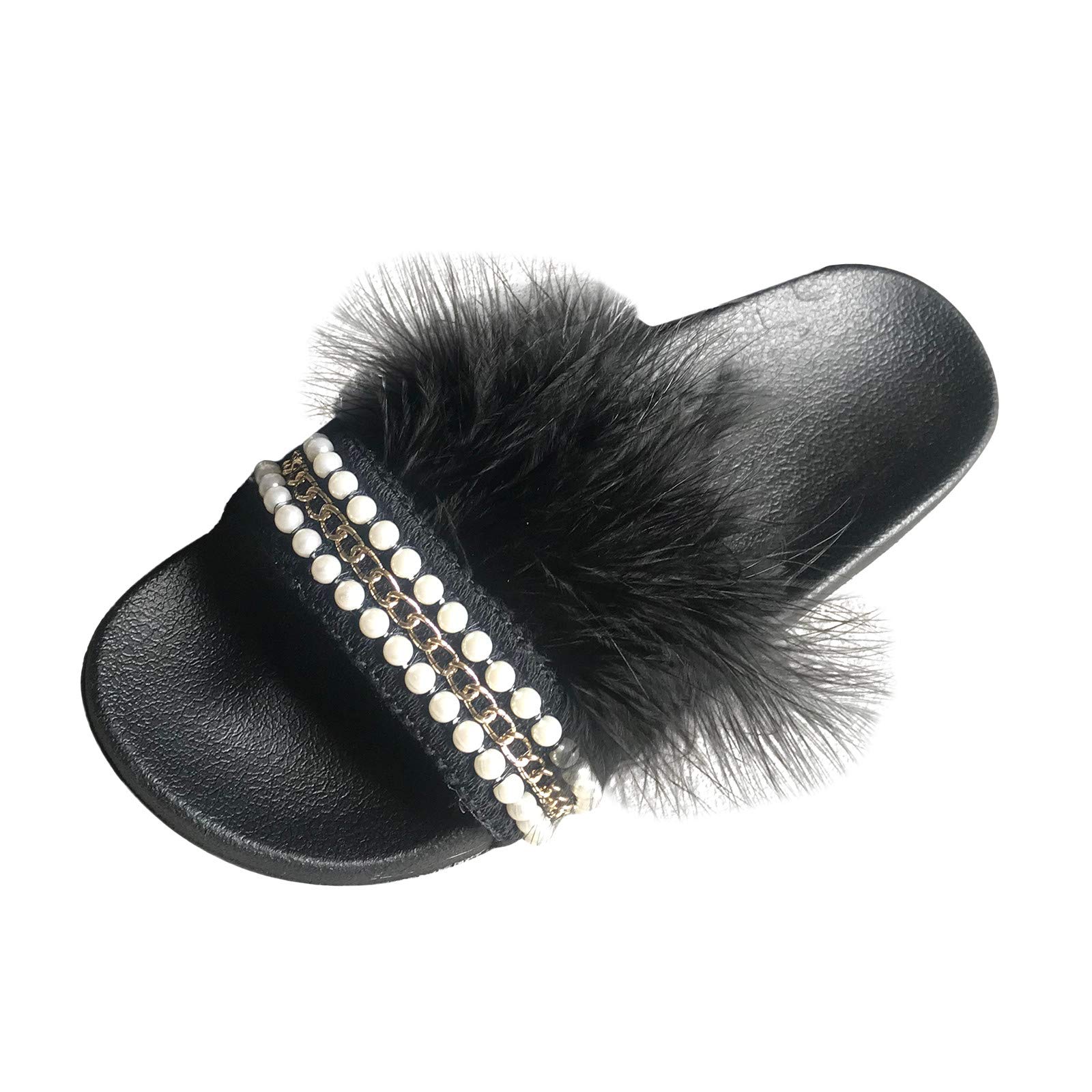 Women's Casual Slip-On Slippers with Non-Slip Grips - Pearl Embellished Flat Shoes for Beach, Outdoor & Home Comfort Wear