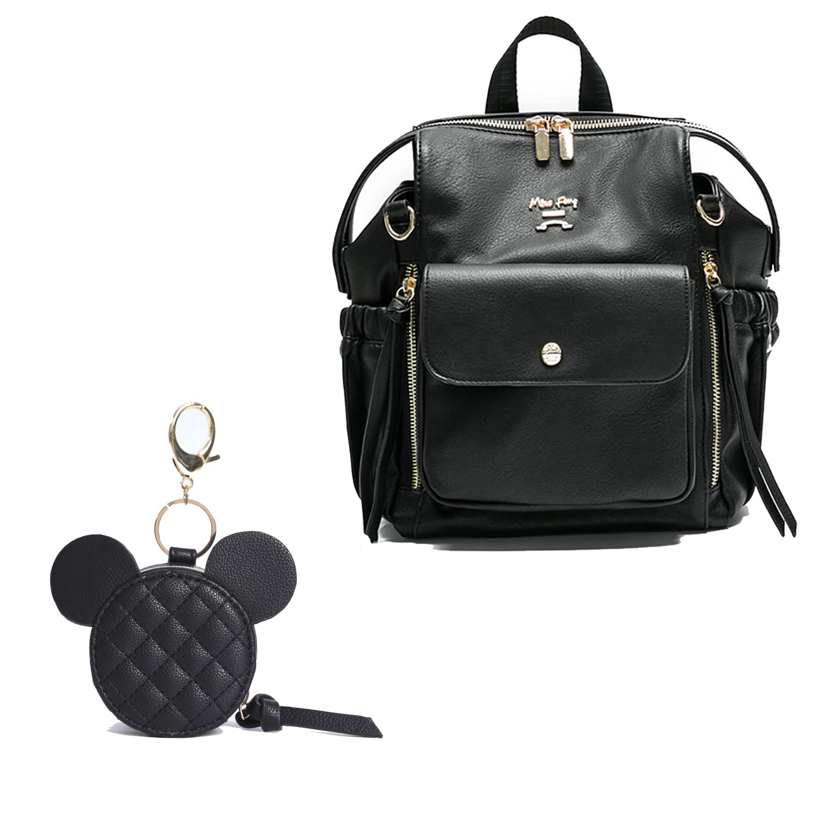 Miss Fong Genuine Leather Mini Diaper Bag Backpack - Stylish Small Crossbody Purse with Pacifier Holder Case - Perfect for Moms, Travel & Everyday Use
