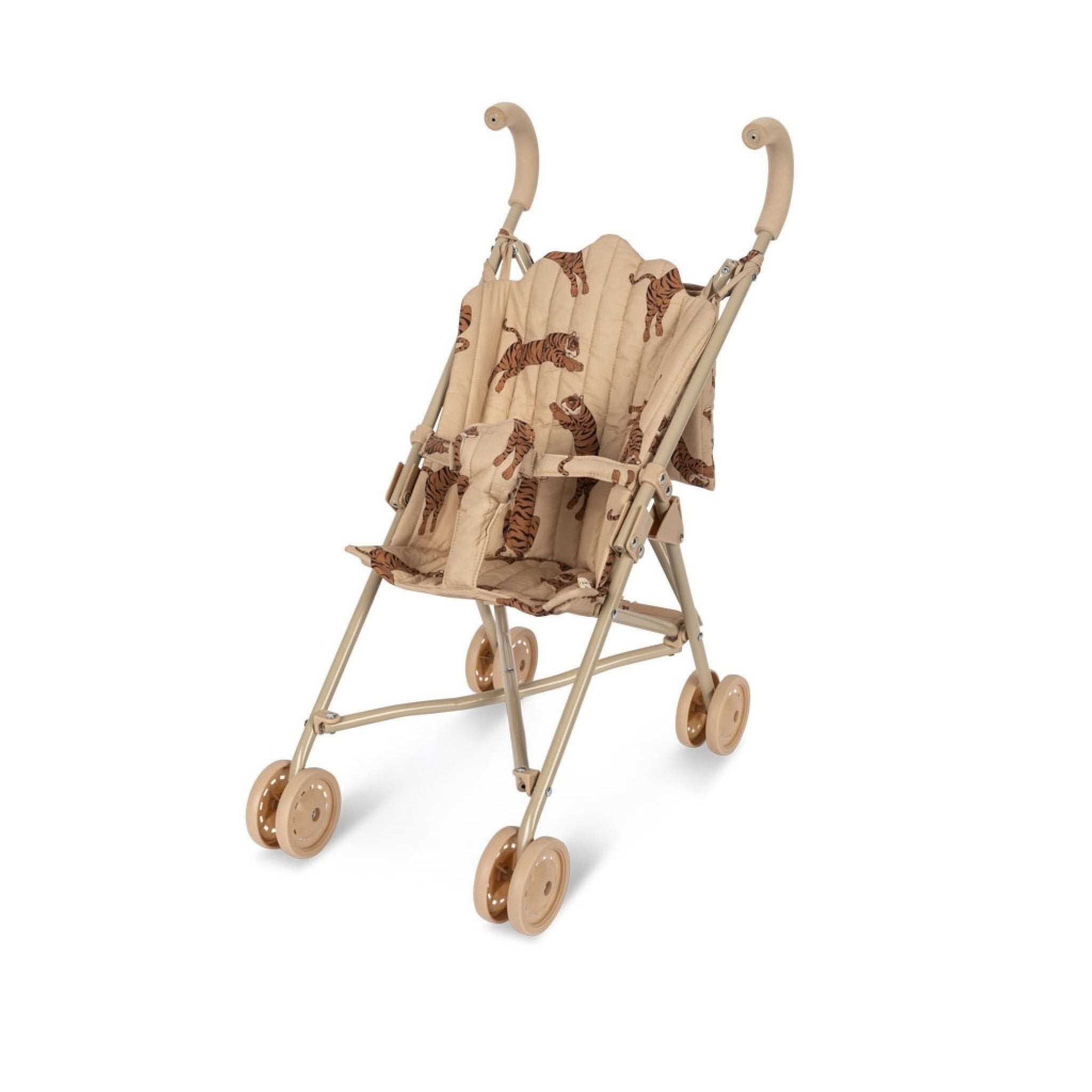 KONGES SLØJD Kids Doll Stroller - Premium Tiger/Oxford Tan Baby Doll Pushchair for Toddlers | Perfect for Pretend Play, Indoor Activities & Gift for Girls