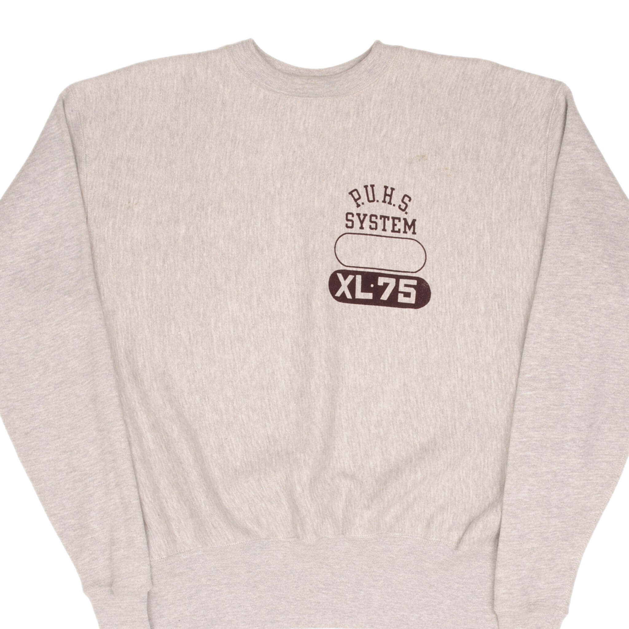 Vintage Champion P.U.H.S System Reverse Weave Sweatshirt 1970s XL Made in USA - Retro Athletic Wear for Men, Unisex Vintage Style for Casual & Streetwear Fashion