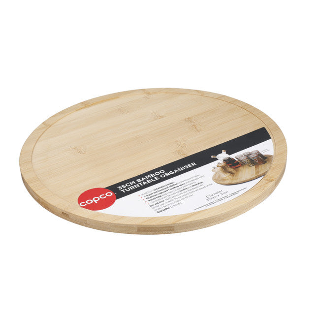 Copco 14-Inch Bamboo Lazy Susan Turntable - Durable Spinning Serving Tray for Dining Table, Kitchen Countertop, and Buffet Organization