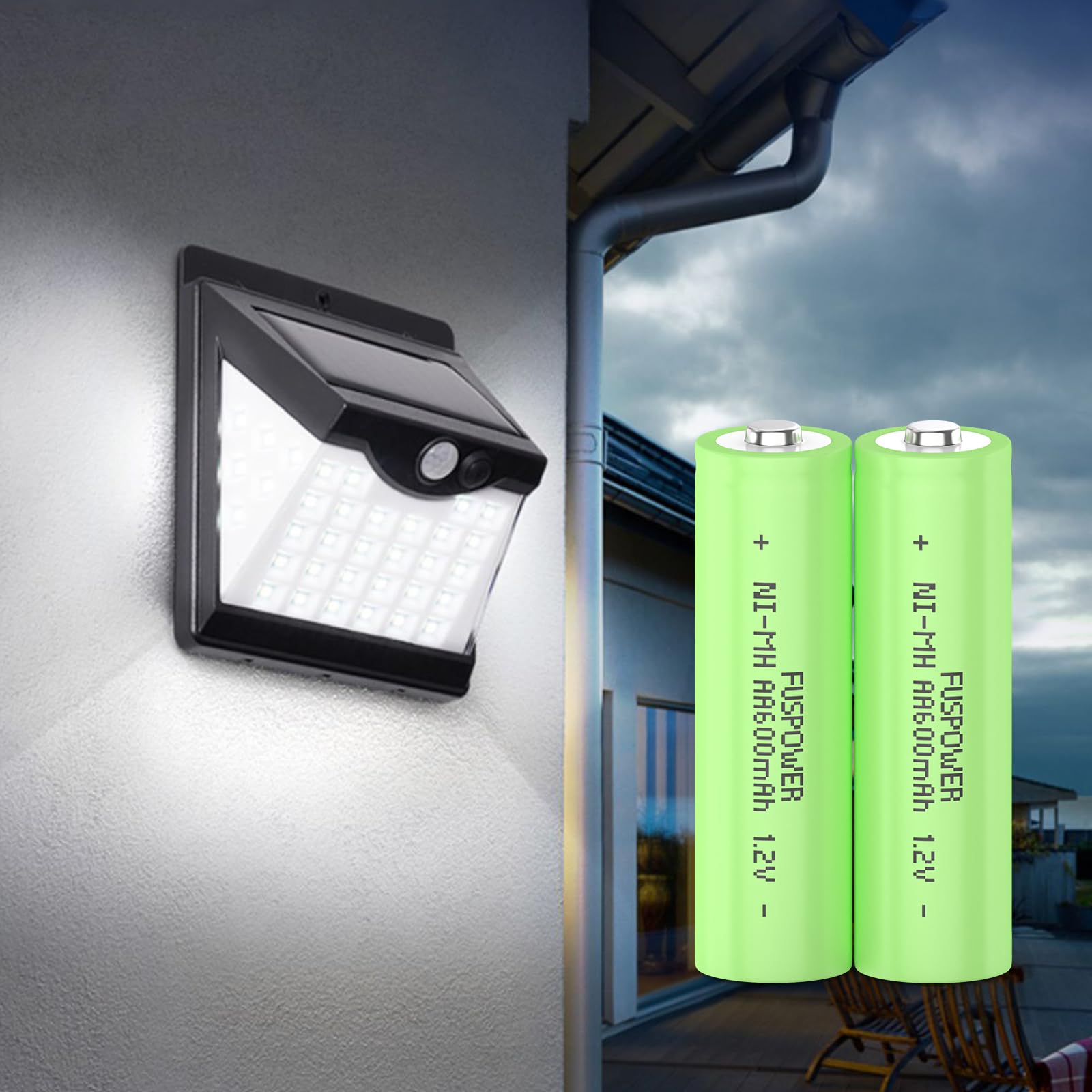 Rechargeable AA NiMH Batteries 600mAh 1.2V - 20 Pack for Solar Lights, Garden Landscaping, Pathway Lights & Home Devices | Long-Lasting Power for Outdoor Lighting & Electronics