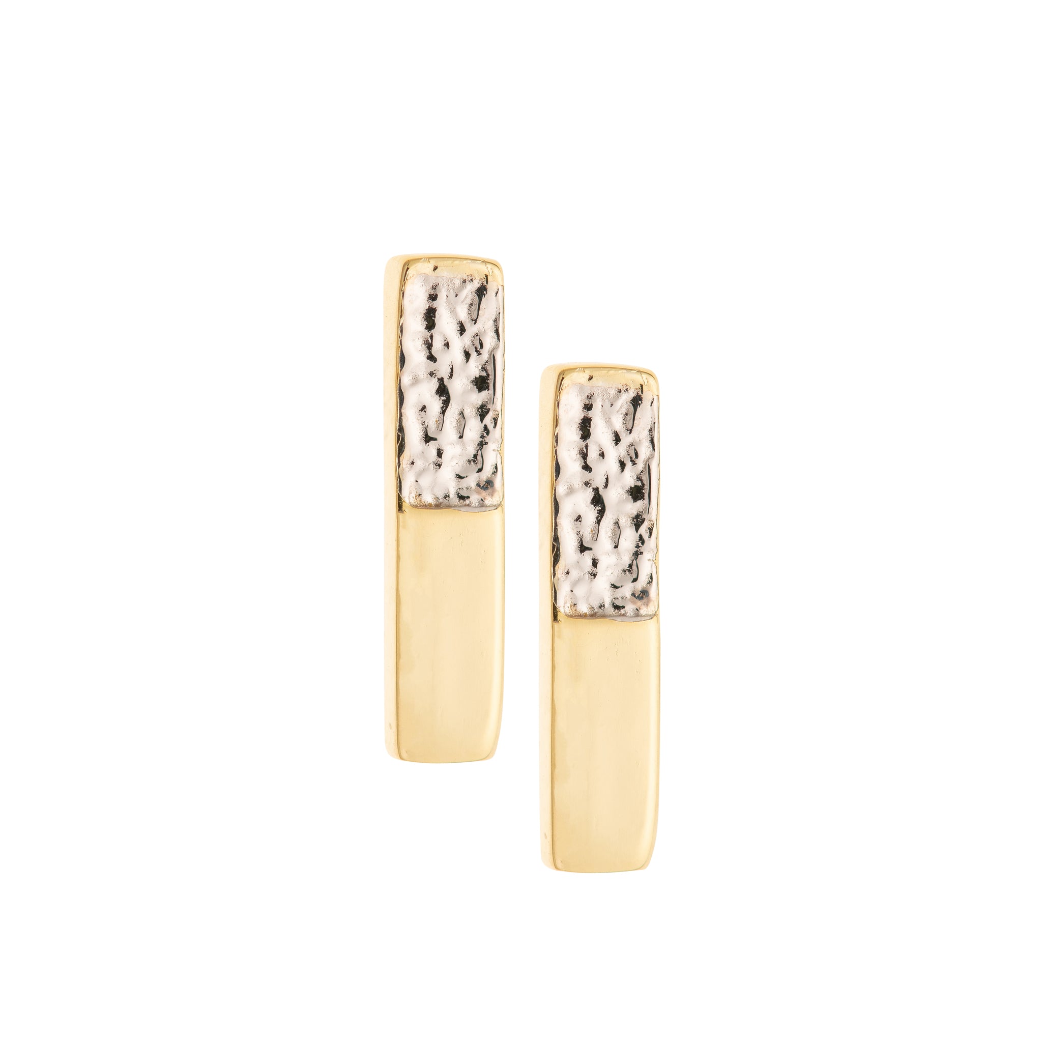 Galway Crystal Dual Tone Bar Sterling Silver & Gold Stud Earrings for Women – Elegant & Hypoallergenic Jewelry for Everyday Wear, Parties & Gifts