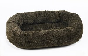 Bowsers Donut Dog Bed - Microvelvet Chocolate Bones Design, Small 27 Inch Round Pet Bed for Small to Medium Dogs - Perfect for Living Room, Bedroom & Pet Travel