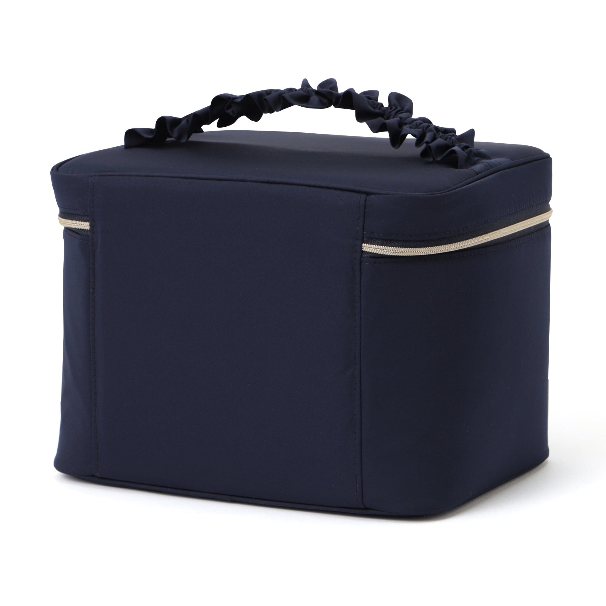 Frilled Vanity Pouch for Women - Navy Blue Makeup Bag with Zipper Closure | Perfect for Travel, Gym & Everyday Essentials Storage
