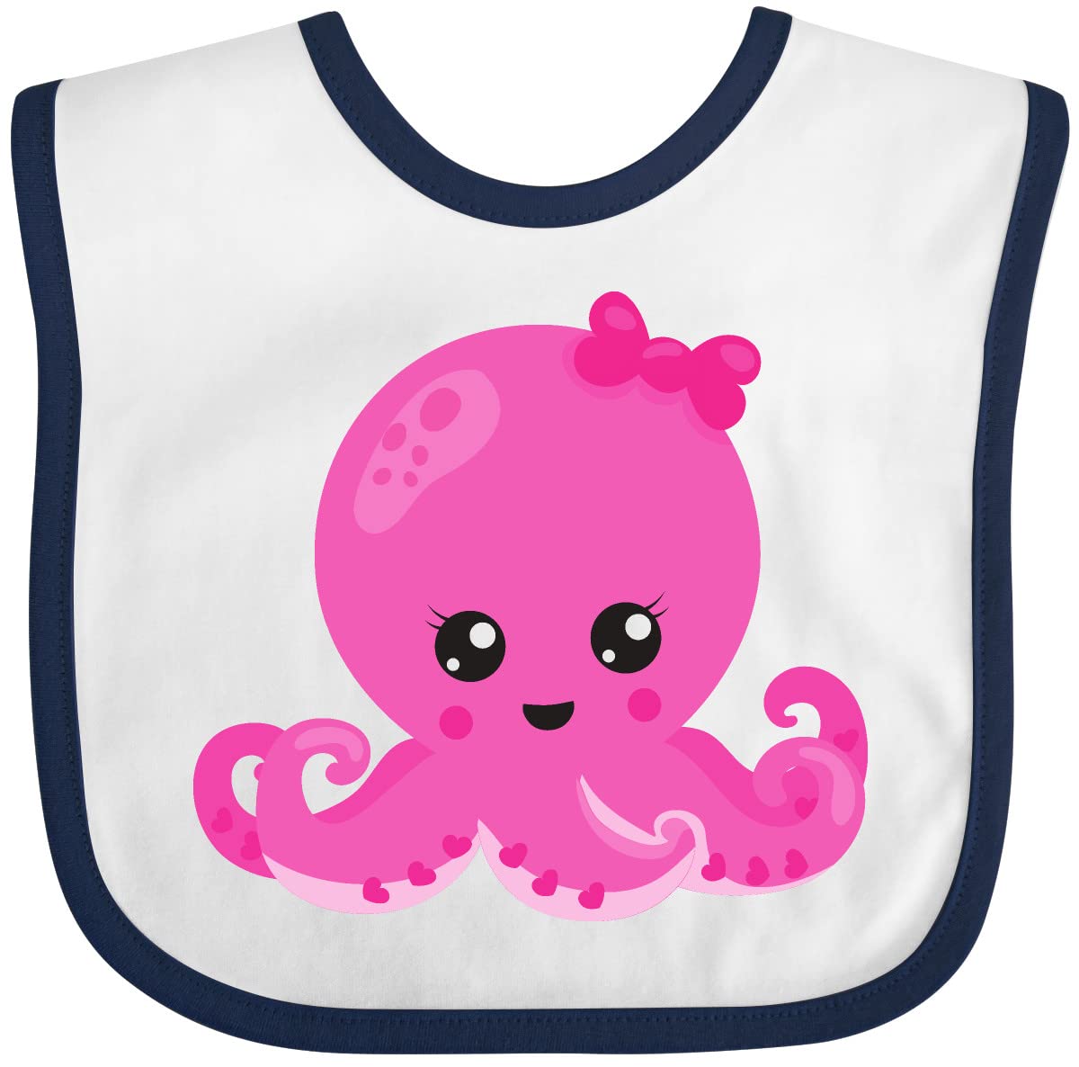 Inktastic Cute Octopus Baby Bib with Hearts - Adorable Little Octopus Design for Newborns & Infants - Perfect for Feeding, Playtime & Photo Shoots