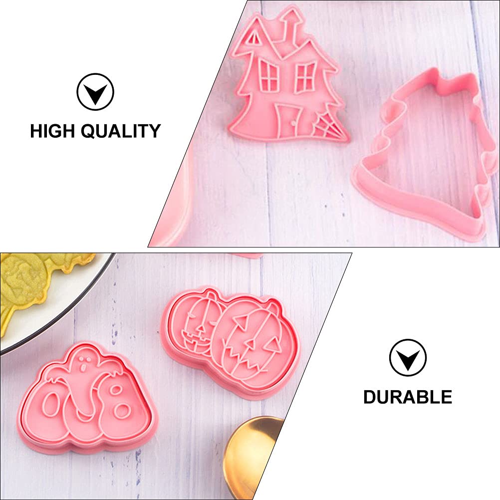 6-Piece Halloween Cookie Cutters Set - Pumpkin, Ghost & Bat Shapes - Durable PP Plastic Biscuit Molds for DIY Baking - Perfect for Halloween Party Treats, Classroom Activities & Holiday Baking Gifts