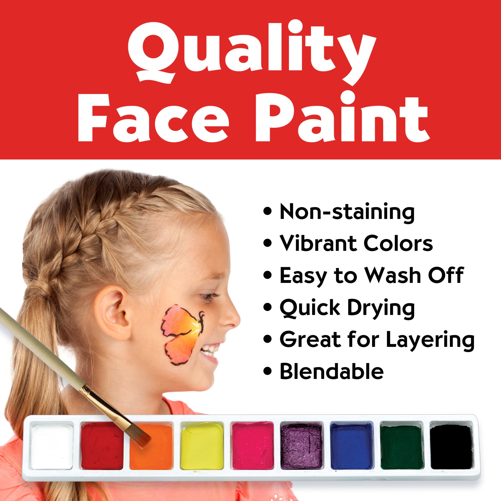 Professional Face Paint Kit for Kids & Adults - Safe, Non-Toxic & Vibrant Colors for Halloween, Cosplay & Birthday Parties | Face Paint Studio #14348