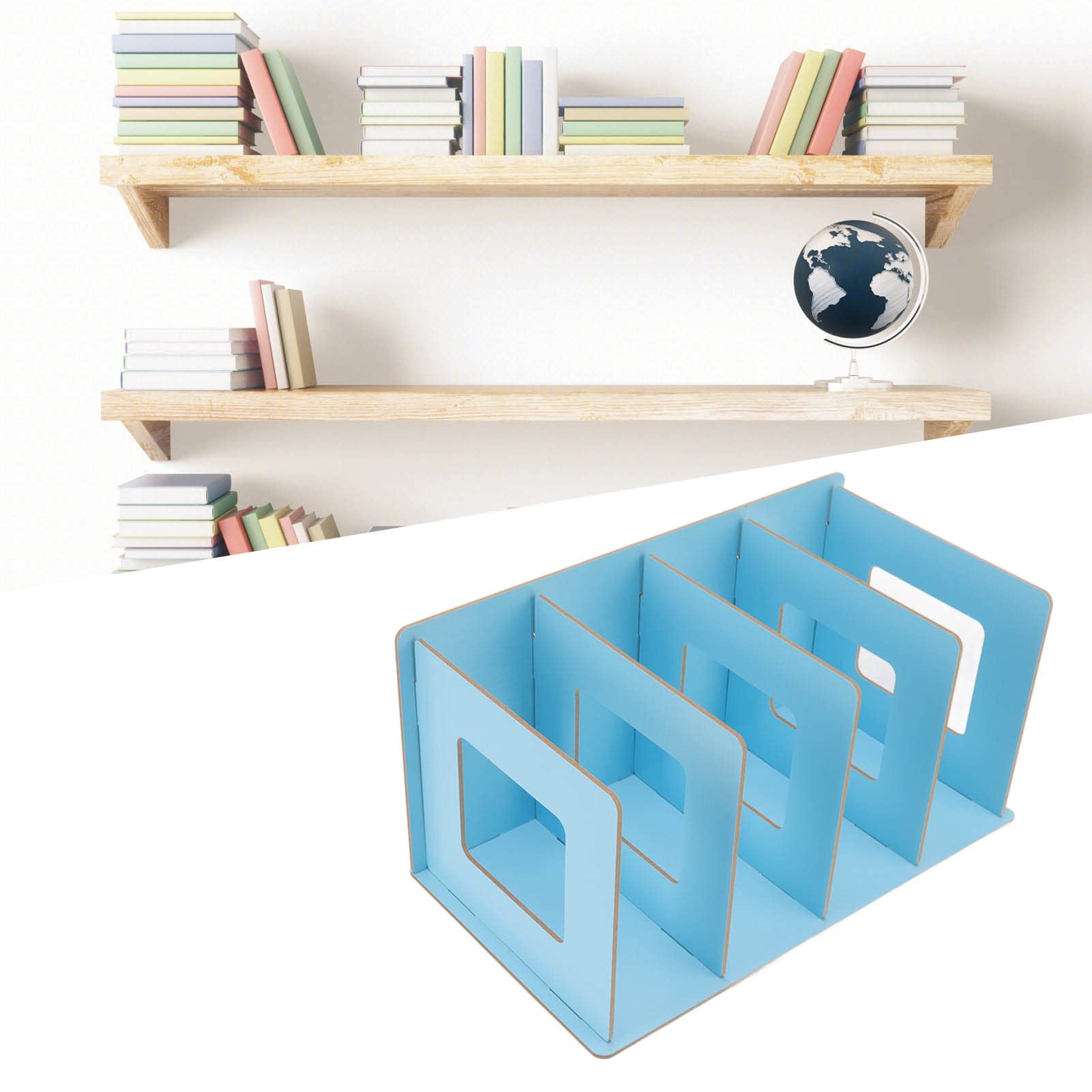 DIY Wooden Adjustable Book Rack - Creative Card & Photo Display Shelf for Desk - Space Saving Office Organizer for Books, Cards, Photos - Perfect for Home Office, Study Room & Workspace Organization