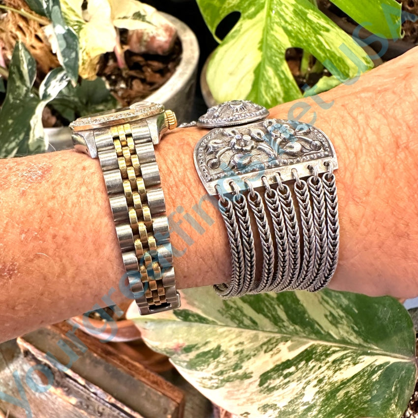 Sterling Silver Cable Bracelet with Floral Clasp - Elegant Adjustable Jewelry for Women, Perfect for Parties, Weddings & Everyday Wear
