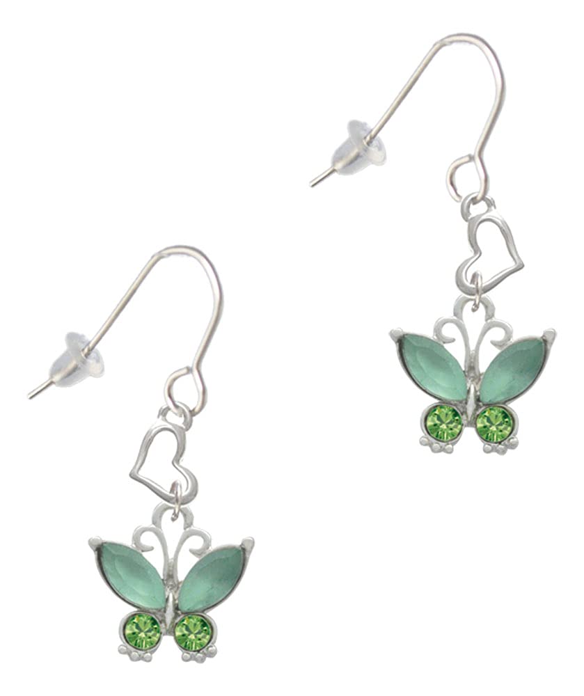 Silver Butterfly Heart Earrings with Crystals for Women - Elegant French Style