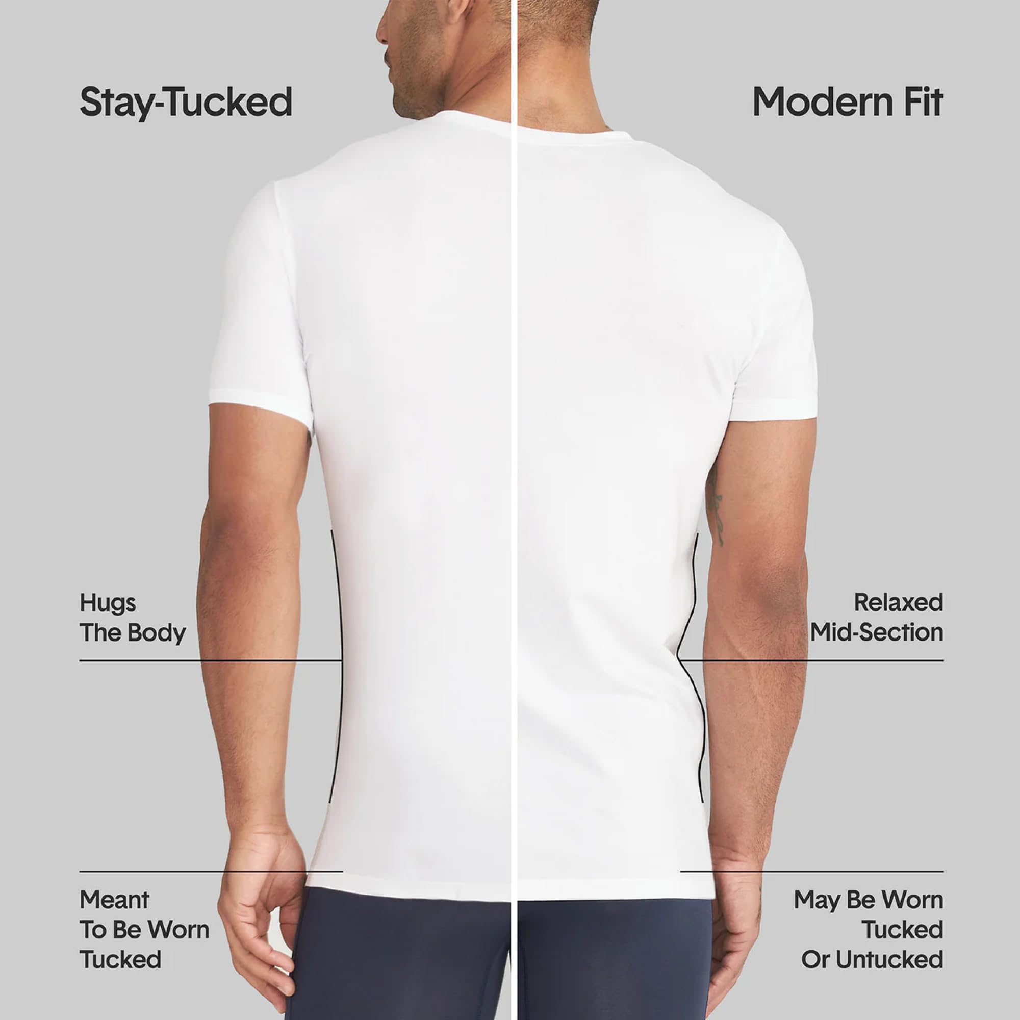 Tommy John Men's High V Neck Undershirt - Second Skin Fabric Slim Fit T-Shirt with Stay Tuck Technology | Moisture Wicking Base Layer for Work, Gym & Everyday Comfort
