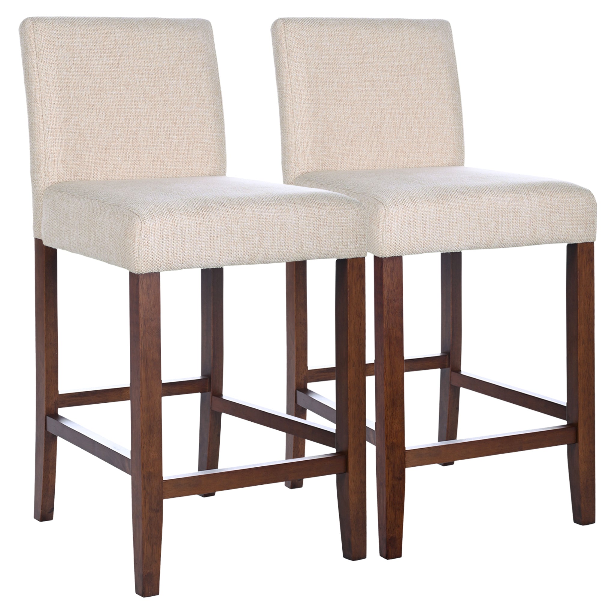 Dorian Beige Fabric Counter Height Bar Stools (Set of 2) - Modern Kitchen Island & Breakfast Nook Seating for Home & Restaurant Use