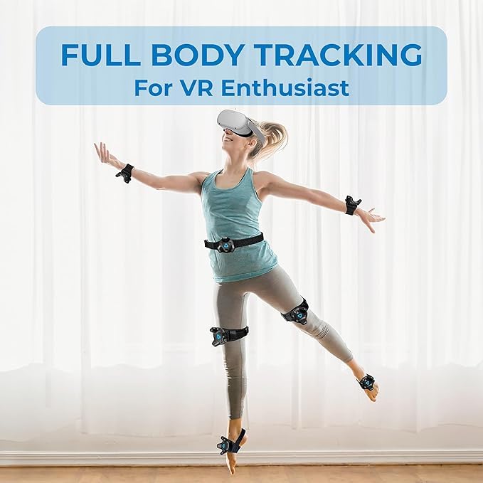 Skywin VR Full Body Tracking Bundle (1 Tracker Belt, 2 Hand Straps, 2 Foot Straps, 2 Leg Straps) for HTC Vive Trackers - Enhanced Immersive VR Gaming Experience for Beat Saber, VRChat & Fitness Apps
