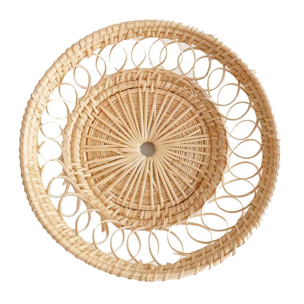 RENSLAT Hand-Woven Round Hollow Lace Candy Tray - Wicker Picnic Snack Basket for Food Serving, Drying and Storage | Perfect for Parties, Picnics, Home Decor and Kitchen Organization