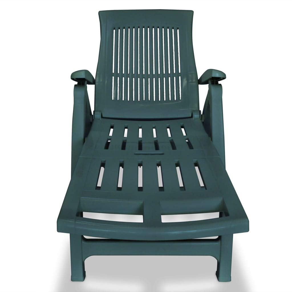 FAMIROSA Adjustable Sun Lounger with Removable Footrest - Durable Plastic Outdoor Chaise Lounge for Poolside, Beach, Patio & Backyard Relaxation (Green)