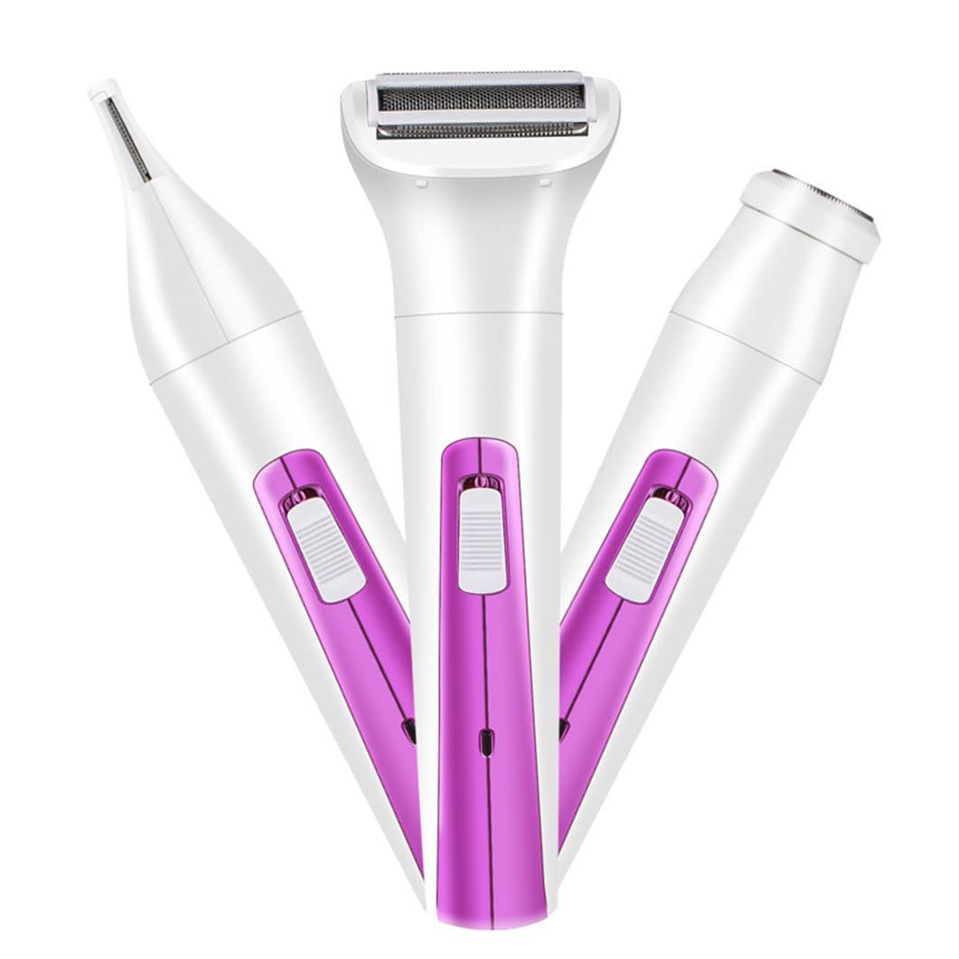WENZHE Women's Epilator - 3 in 1 Wet & Dry Hair Removal Kit with Epilator & Shaver Heads - Painless Facial & Bikini Trimmer for Smooth Skin - Portable Electric Hair Remover (Red) - Perfect for Travel, Home & Salon Use