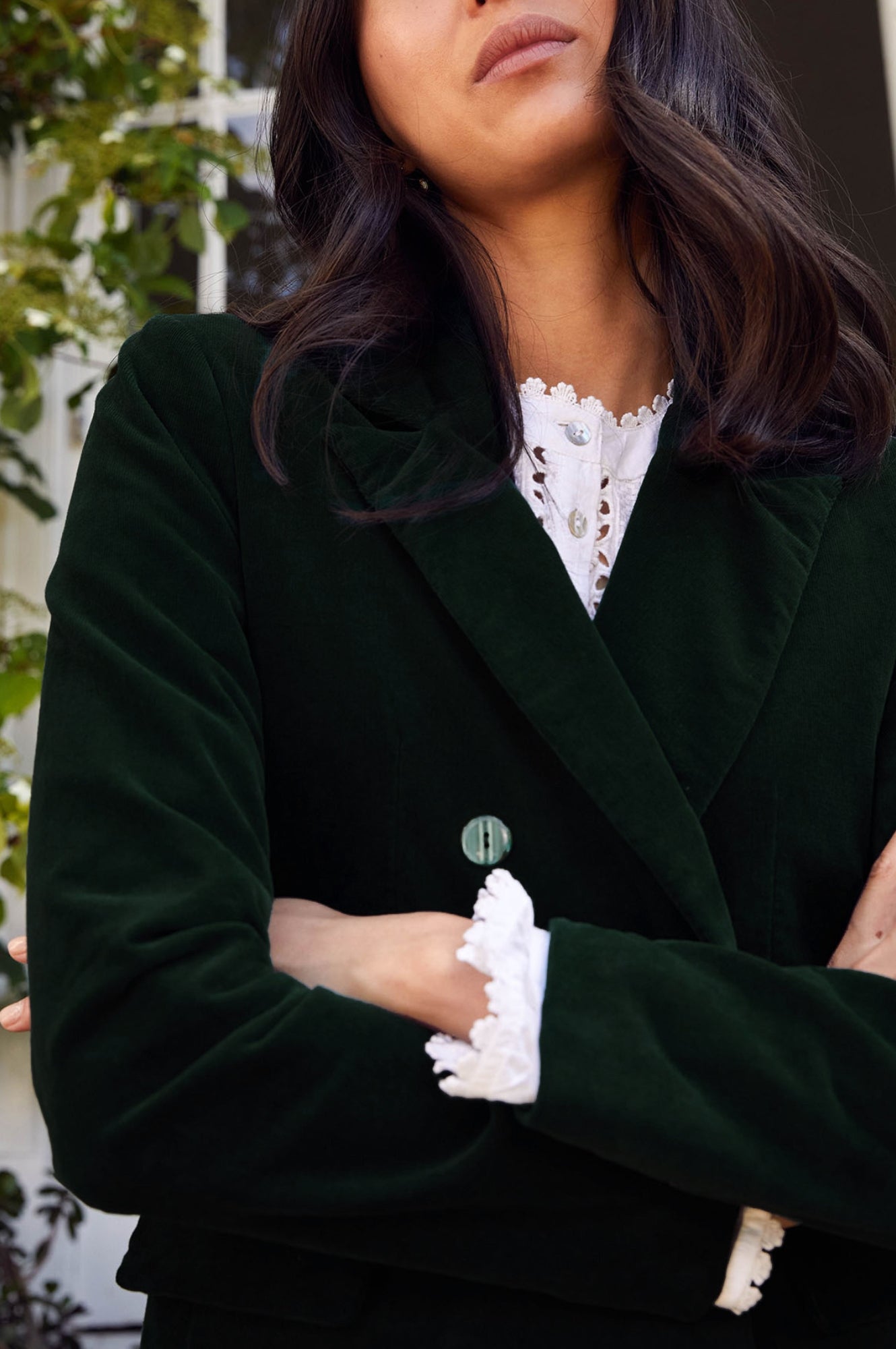 Theresa Stretch Corduroy Blazer for Women - Bottle Green | Comfortable & Stylish Jacket for Office, Dating & Fall Outfits
