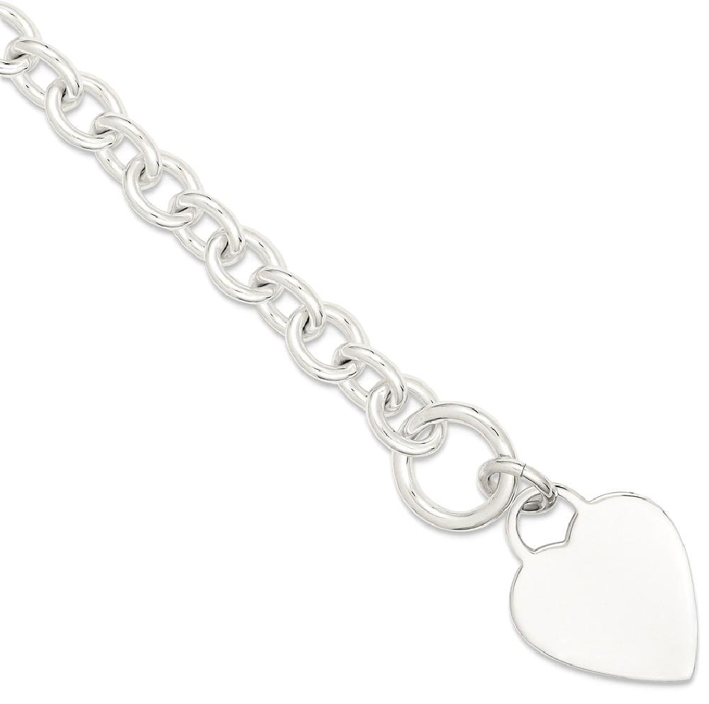 925 Sterling Silver Engraveable Heart Charm Bracelet with Toggle Clasp - Romantic Love Disc Pendant for Women - Perfect for Anniversary Gifts, Valentine's Day & Special Occasions